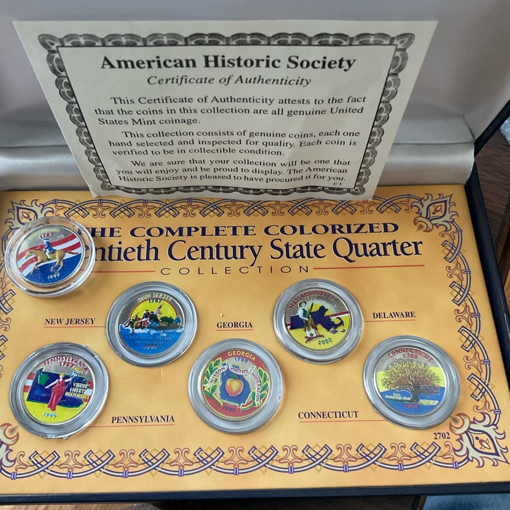 Colorized twentieth Century State Quarters